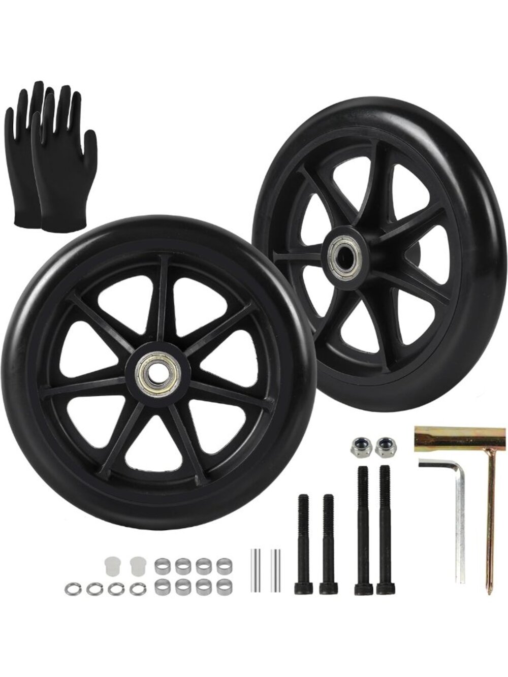 Universal 6-Inch Replacement Wheels for Wheelchairs, Walkers & Rollators